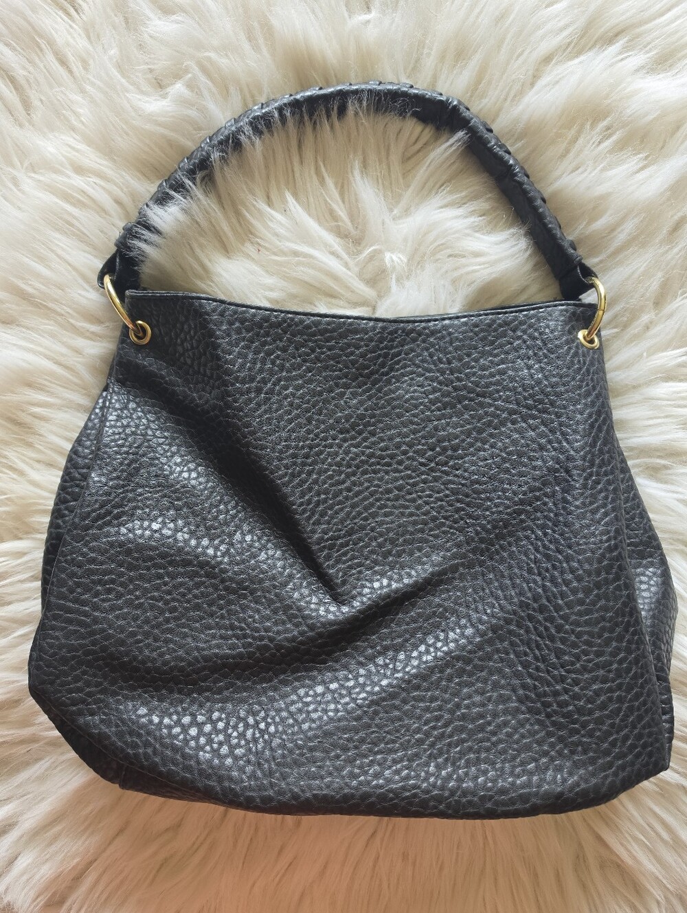 Y2K Christian Siriano for Payless Black Hobo Bag Gold Hardware Leopard - Picture 2 of 7